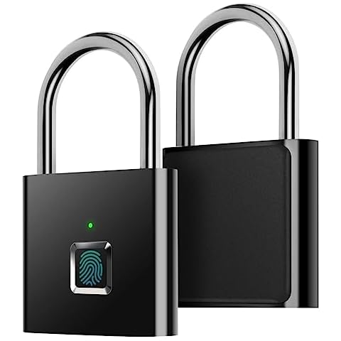 Fingerprint Padlock,AICase Ultra Light One Touch Open Fingerprint Lock with USB Charging for Gym, Sports, School Employee Locker,Fence, Suitcase,Bike No App, No Bluetooth，No Trouble Cover