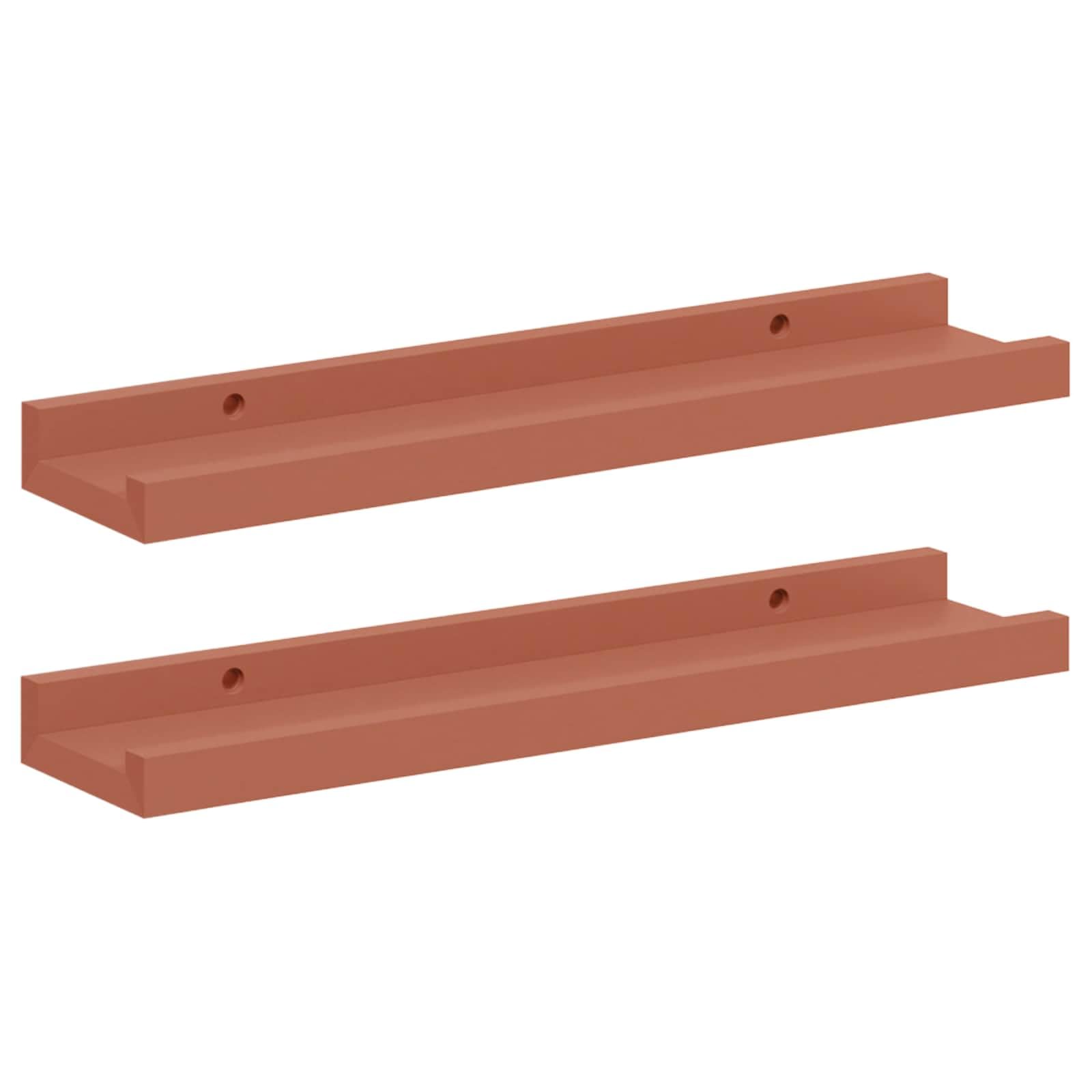 Étagère murale rouge contre le désordre avec son lot de 2 tablettes en bois