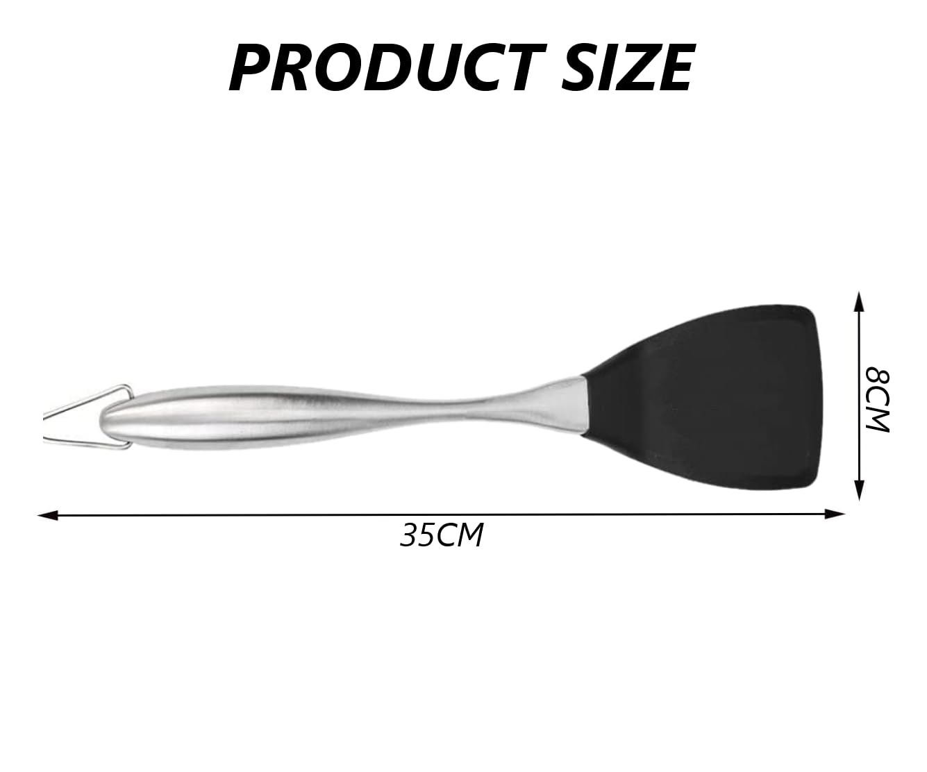 Baskety Flexible Large Silicone Turner Spatula High Heat Resistant to 600°F,One Piece Design, Non Stick Rubber Kitchen Utensil for Fish, Eggs, Pancakes (Steel Plain Slotted Black)