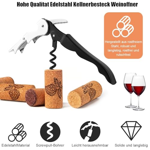 4 PCS Waiter's Corkscrew, Wine Opener with Foil Cutter, Waiter's Friend, Professional Wine Key for Servers, Bottle Opener, Beer Opener, Wine Accessory - Image 4