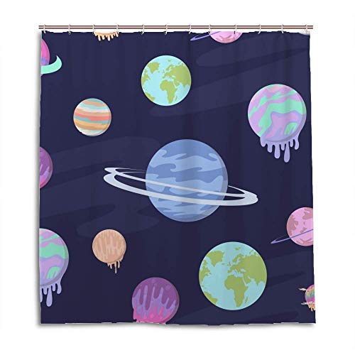 Rideau de douche CHEHONG polyester espace planètes avec crochets - 2