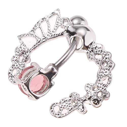 MYADDICTION Chic Hollow Out Stainless Steel Zircon Belly Button Ring Navel Pink Diamond Jewelry & Watches | Fashion Jewelry | Body Jewelry | Body Piercing Jewelry