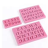 HengKe 2 Sets of 3 Piece Silicone Molds Uppercase Letters, Lowercase Letters and Numbers Mold Pan Muffin Cups Handmade Soap Moulds Chocolate Biscuit Tray DIY Molds