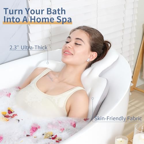Luxury Bath Cushion, Full Body Bathtub Pillow with 160 Suction Cups, Bath Mat for Head and Neck Support, with Laundry Bag (White, 51.2" x 16.2") - Image 5