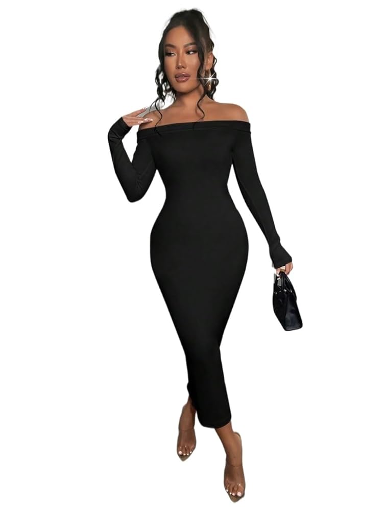 Spring Fall Dress for Women Long Sleeve Regular Fit Off