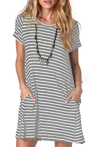 Image of Alaster Women's Casual Summer T Shirt Dress Loose Short Sleeve Tunic Dress with Pocket for Women