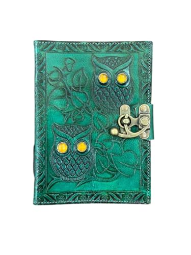 Journal de bord chouette pages blanches et fermeture métal solide