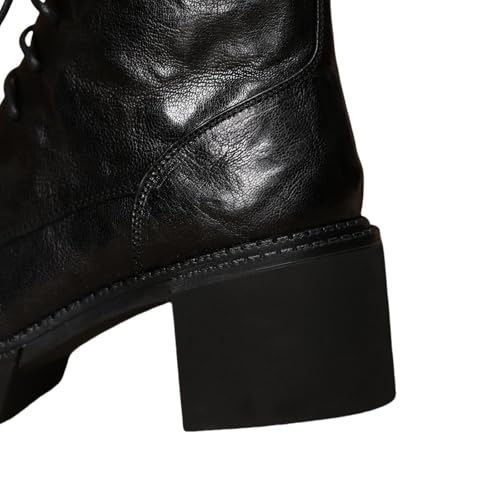 TinaCus Handmade Genuine Leather Ankle High Boots Lace Up Round Toe Platform Booties for Women3