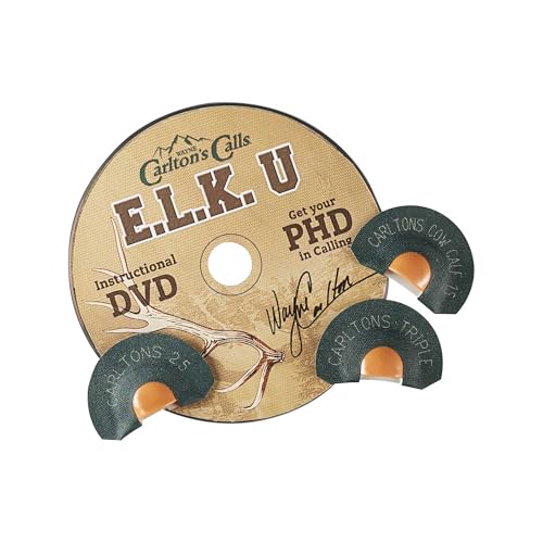 Hunters Specialties Carlton's Calls E.L.K. University PHD Tone Trough Diaphragm Game Calls Combo with Instructional DVD