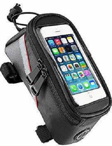 Wavva® Rubber Bike Bag with Phone Holder for Mountain Bike, Bike Handlebar Bag with Waterproof Touchscreen Phone Case for Every Phone (Black)- Rubber