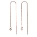 Produktbild Esberry 18 Karat Vergoldung 925 Sterling Silber Minimalismus Tiny Ball Dangle Chain Ohrringe Threader Quaste Ohrringe Hypoallergene Tropfen Ohrringe Schmuck für Frauen und Mädchen (Rose Gold-9CM)
