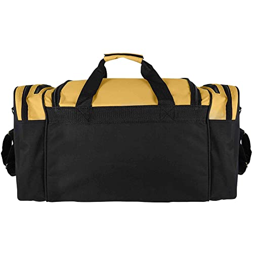 Image of Dalix 20 Inch Sports Duffle Bag with Mesh and Valuables Pockets, Gold