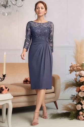 Short Mother of The Bride Dresses for Wedding Chiffon Formal Evening Gowns with Jackets BO0174