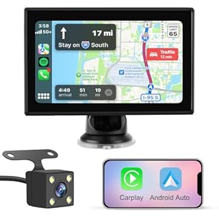 Hexinex Carplay Voiture avec Carplay sans Fil Android Auto,7 Pouces Ecran Tactile, avec Bluetooth/GPS/FM/AUX/Lien Miroir/Caméra de recul