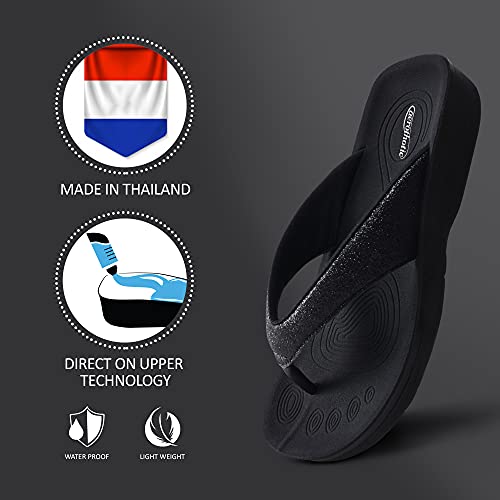 Aerothotic Women's Comfortable Orthotic Flip-Flops Sandal (Us Women 9, Crystal Black) #TOP5