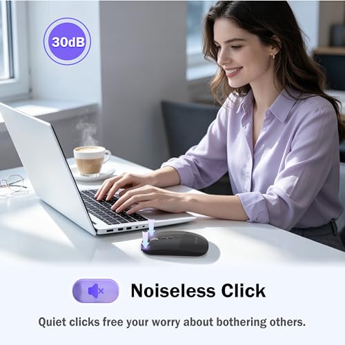 Image of FMOUSE Slim Wireless Mouse, Tri-Mode 2.4G & Bluetooth, Rechargeable - Black | USB-A & USB-C Receiver | Silent Click | One-Key Desktop | Works with Mac, iPad & Laptops | Long-Life Battery | Portable