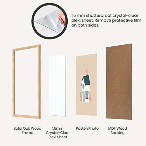 Opposite Wall F10010-1824 18X24 In - Natural Solid Oak Wood Picture Frame - Lightweight, Versatile & Shatterproof - Wall Hanging Poster Or Photo Frame thumb #3