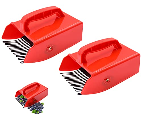 Berry Picker 2 Pack Berry Pickers and Rakes with Metallic Comb and Ergonomic Handle for Easier Berry Picking Blueberry Rake Scoop for Blueberries Lingonberries and Huckleberries