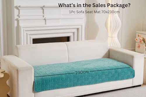 Image of HOMETHREADS Innovative Premium Velvet Sofa Cover Mat with PVC Backing for Non-Slip Comfort (C T.Green, 5 Seater | 70x230cm)