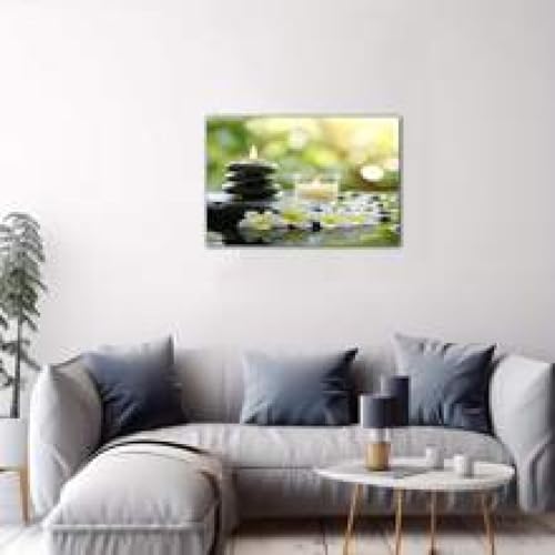 Impression sur toile zen fleur de lotus blanche 21x30 cm avec cadre interne - 2