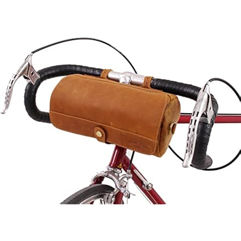 Gusti Lenkertasche Leder - Roberto Umhängetasche 2in1 Fahrradtasche Ledertasche Vintage Braun Leder Cover