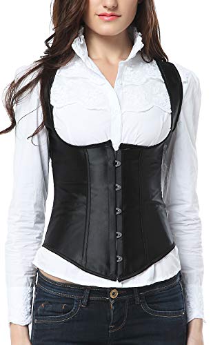 SZIVYSHI Unterbrust Taillen Trainer Stahl Knochen Corsage Korsett Bustier Top Schwarz M Cover