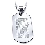 般若心経 ドッグタグ ネックレス ステンレス 刻印 ボールチェーン40cm付き1個
