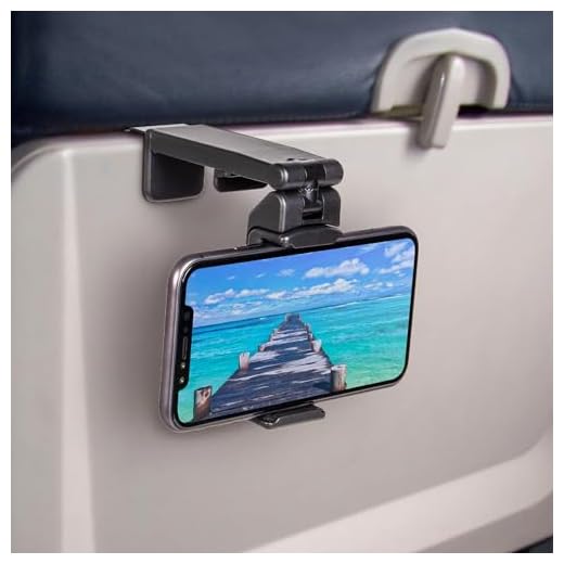 Perilogics Universal Airplane in Flight Phone Mount. Multi-Directional with 360 Degree Rotation. Use As Phone Stand, Handheld Or Mount On Table Or Cabinet. US Patent No.: US10,272,847 B1