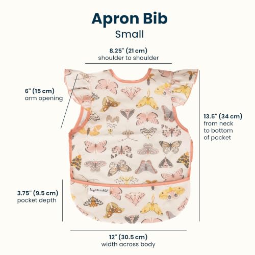 Image of Tiny Twinkle Mess Proof Baby Bib for Girls | Waterproof Toddler Bib for Eating | Baby Apron for Feeding | Machine Washable | Perfect Shower Gift (Flutter, 6-24M)