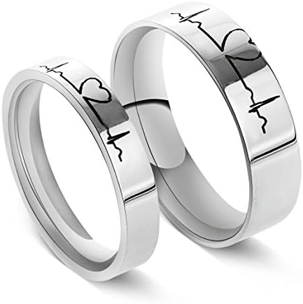 fashionlife Jewelry,Electrocardiogram Ring,Titanium Couple Ring,ECG Ring,Love Heartbeat Ring,Comfort Fit Wedding Bands,Engagement Rings,Promise Ring,Best Gift (Mens Size 13)