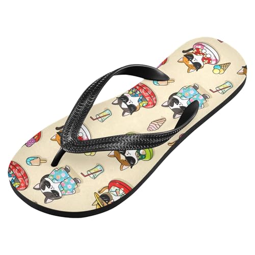 Burbuja Cartoon Cats Dogs Flip Flops for Women Men, Soft Thong Sandals Rubber Slippers for Pool Beach Essentials2