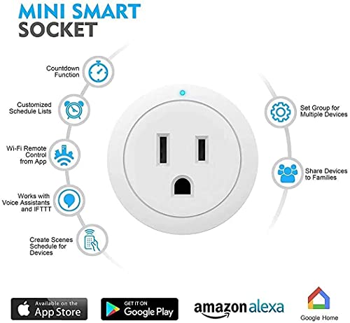 Amysen Smart Plug, Wi-Fi Outlet Socket Works With Alexa And Google Home, Remote Control With Timer Function, No Hub Required, Etl Fcc Listed (4 Pack) #TOP3