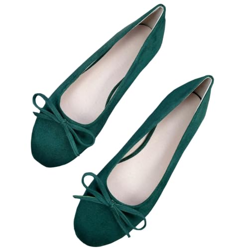 Image of TN TANGNEST Women's Velvet Flats Round Toe Ballet Shoes | Elegant Bowknot Flats Comfortable Casual Slip On Flats for Work