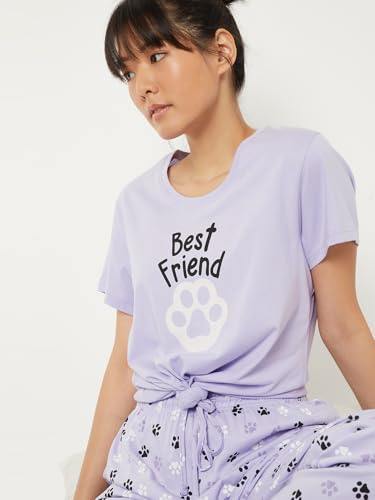 Image of Max Women's Printed Round Neck Half Sleeve Cotton Pyjama Set