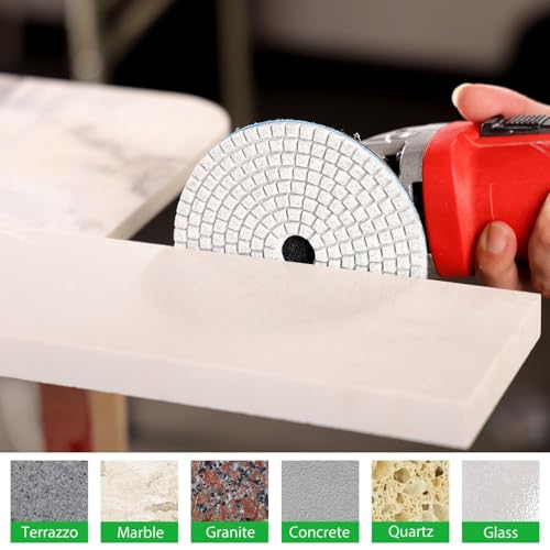 Image of 5 Inch Diamond Polishing Pads with 5 /8''-11 Hook & Loop Backing Pads, 10pcs Wet /Dry Concrete Polish Tools Kit for Drill, Grinder, Polisher, 50-3000 Grit Polishing Set for Marble Granite Quartz Stone