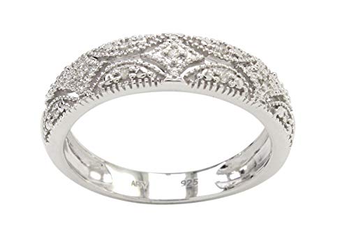 Affy MNO-CSR69959-WG-7 Sterling Silver Round Natural Diamond Accent Bridal Wedding Band Ring cover