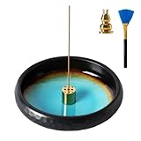 Anywind Ceramic Incense Burner,5.71' Handmade Incense Stick Incense Burner Reflux Burner,Sage, Coil Incense, Ash Catcher, Smudge Bowl for Yoga Meditation Room Décor,Crack Blue