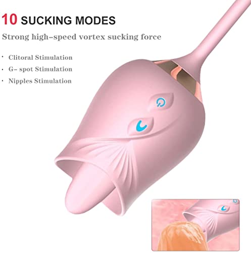 Sex Toy Rose Vibrator for Women, Tongue Licking Clitoral Sex Toys, Licking Vibrating G Spot Clit Vibrators with 10 Modes, Waterproof Adult Toys Stimulator for Female & Couples