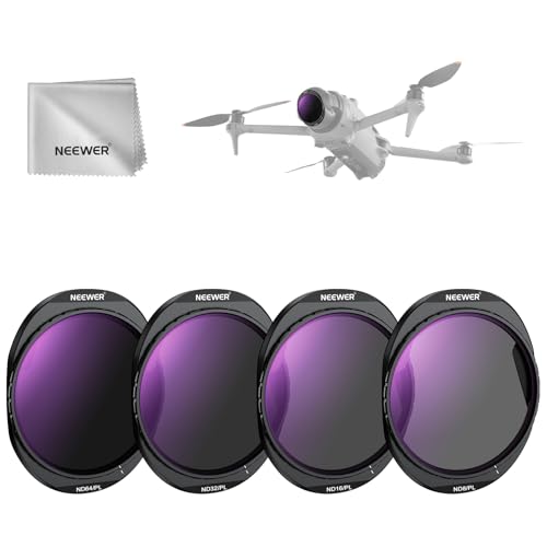 NEEWER ND Filter Set Compatible with DJI Mavic 4 Pro (4 Pack) Screw On ND8/PL + ND16/PL + ND32/PL + ND64/PL Multicoated HD Optical Glass Neutral Density Drone Lens Filter with Magnetic Storage Case