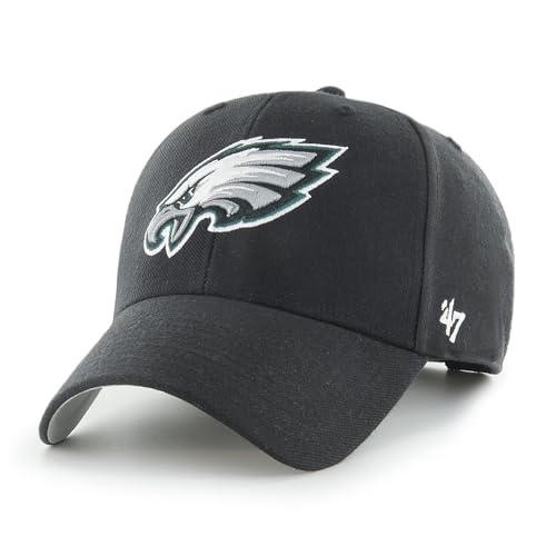 '47 NFL Philadelphia Eagles MVP Casquette de baseball unisexe avec fermeture Velcro réglable Taille unique Logo de l'équipe Couleur Noir