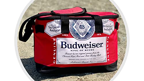 Budweiser 36 Can Soft Sided Leak Proof Insulated Cooler Bag - Collapsible Portable Tote with Shoulder Strap for Parties, Tailgating, BBQ, Beach Camping