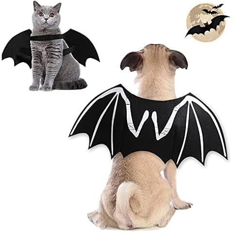 WIKHIA Halloween Dog Costume, Pet Costume Luminous Bat Wings Cosplay Dog Cat Costume for Party, Adjustable Halloween Cosplay Apparel for Small Medium Large Dogs (M) Cover