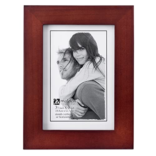 Malden 3.5x5 Picture Frame - Wide Real Wood Molding, Real Glass - Dark Walnut