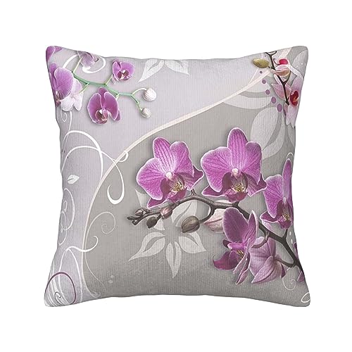Housse de coussin velours rose orchidée au design raffiné