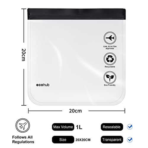 Ecohub Clear Tsa Approved Toiletry Bag 2 Pack 100% 3-1-1 Compliant Quart Size Travel Toiletry Bag Tsa Liquid Bag Travel Essentials Clear Travel Bags For Toiletries For Women Men (2Pcs Black) #TOP4