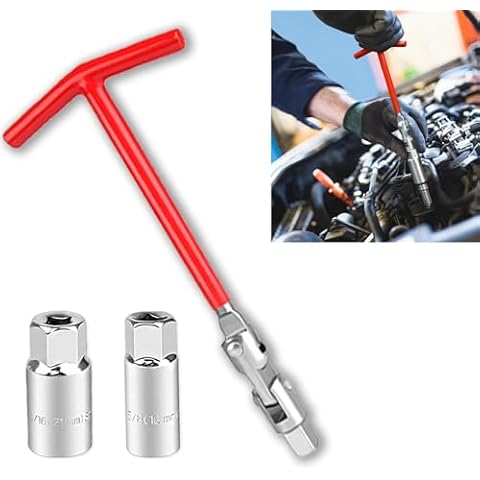 Wogomz T-Handle Spark Plug Socket Wrench with 16mm (5/8") & 21mm (13/16") Remover Installer, Universal Spark Plug Wrench Removal Tool for Motorcycles, Lawn Mowers, Small Motor Vehicles Cover