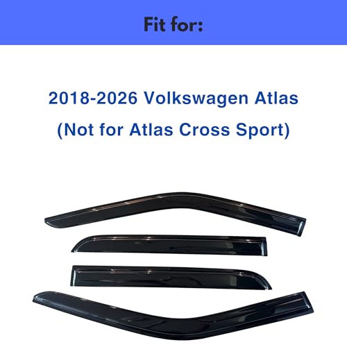 Image of IG Window Visors Fit for 2018-2026 Volkswagen Atlas, Out-Channel Rain Guards Vent Wind Deflectors 4PC, Car Accessories for 18-26 VW Atlas (Not for Atlas Cross Sport)