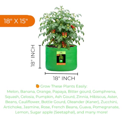 Image of Kingwell Grow Bag 18 X 15 INCH, PACK OF 4 For Terrace Garden Leafy Vegetable Plant Grow Bags Fruits Growing Containers For terrece Gardening (18 X 15 INCH, PACK OF 4)