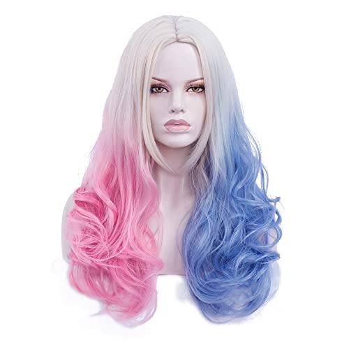 FVCENT 26 inch lange losse krullende gemengde kleur vrouwen cosplay carnaval pruik, harley quinn cos