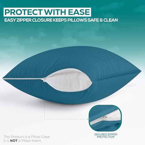 Image of Utopia Bedding Premium 100% Waterproof Pillow Protectors with Zipper Standard Size (Set of 2), Bed Bug and Dust Mite Proof Zippered Pillow Covers, Pillow Encasement Cases, Denim Blue
